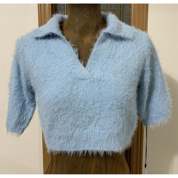 William Rast Polo Cropped Sweater - Picture 1 of 7